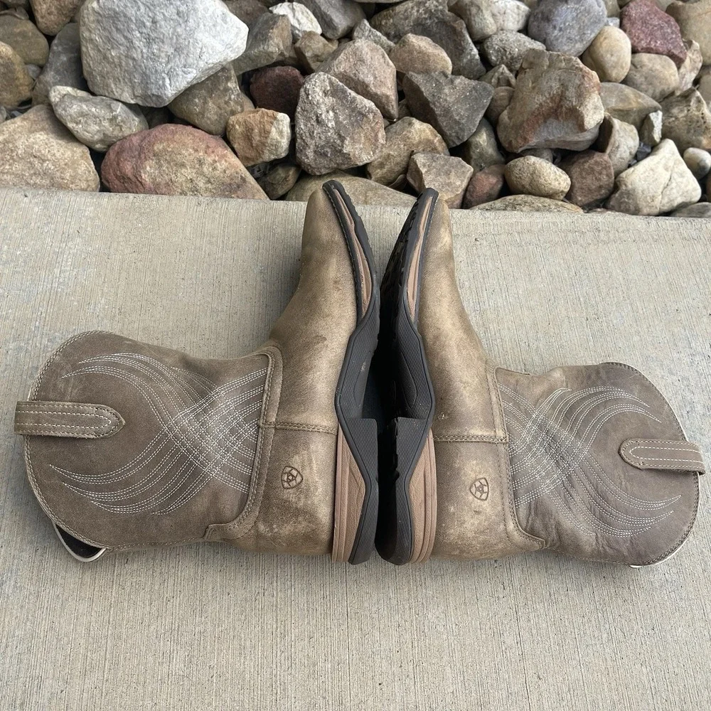 Ariat Anthem Youth Cowboy Boots Brown Leather Square Toe Western 10035778